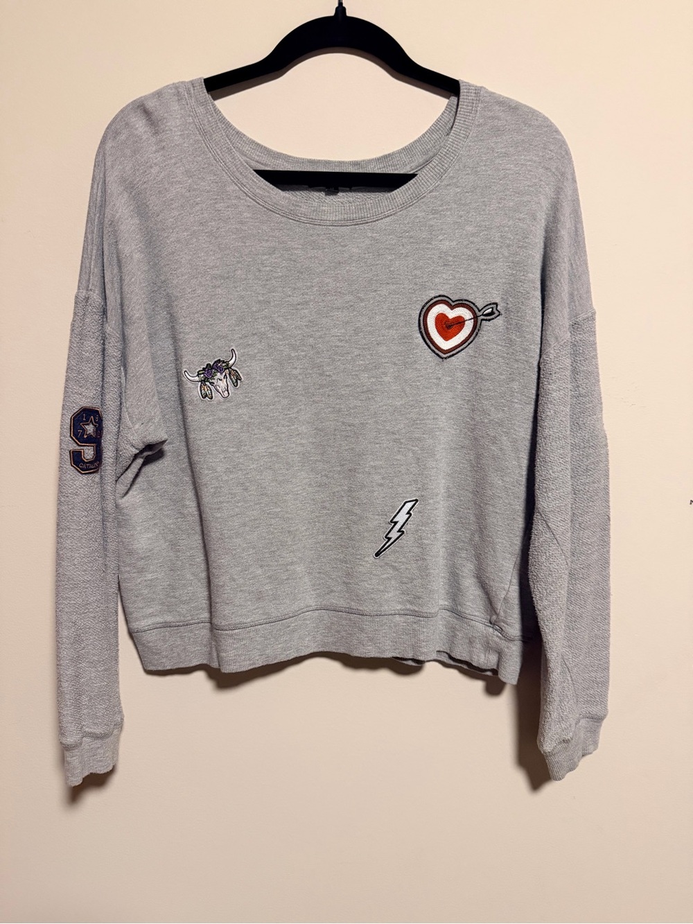 Rails Light Gray Patch Detail Crewneck Sweatshirt